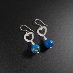 Short Heart Blue Earrings