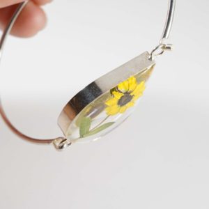 Captured Nature in Resin – Sunflower Cuff Bracelet