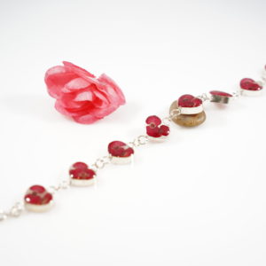 Captured Nature in Resin – Heart Shaped Red Floral Bracelet