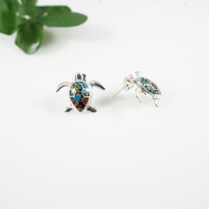 Turtle Stud Earrings Faux Opal