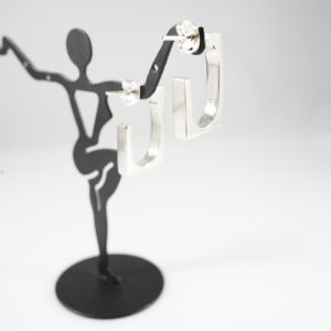 Rectangular Sterling Silver Hoop Earrings