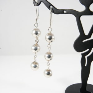 Drop Earrings Sterling Silver Three Spheres