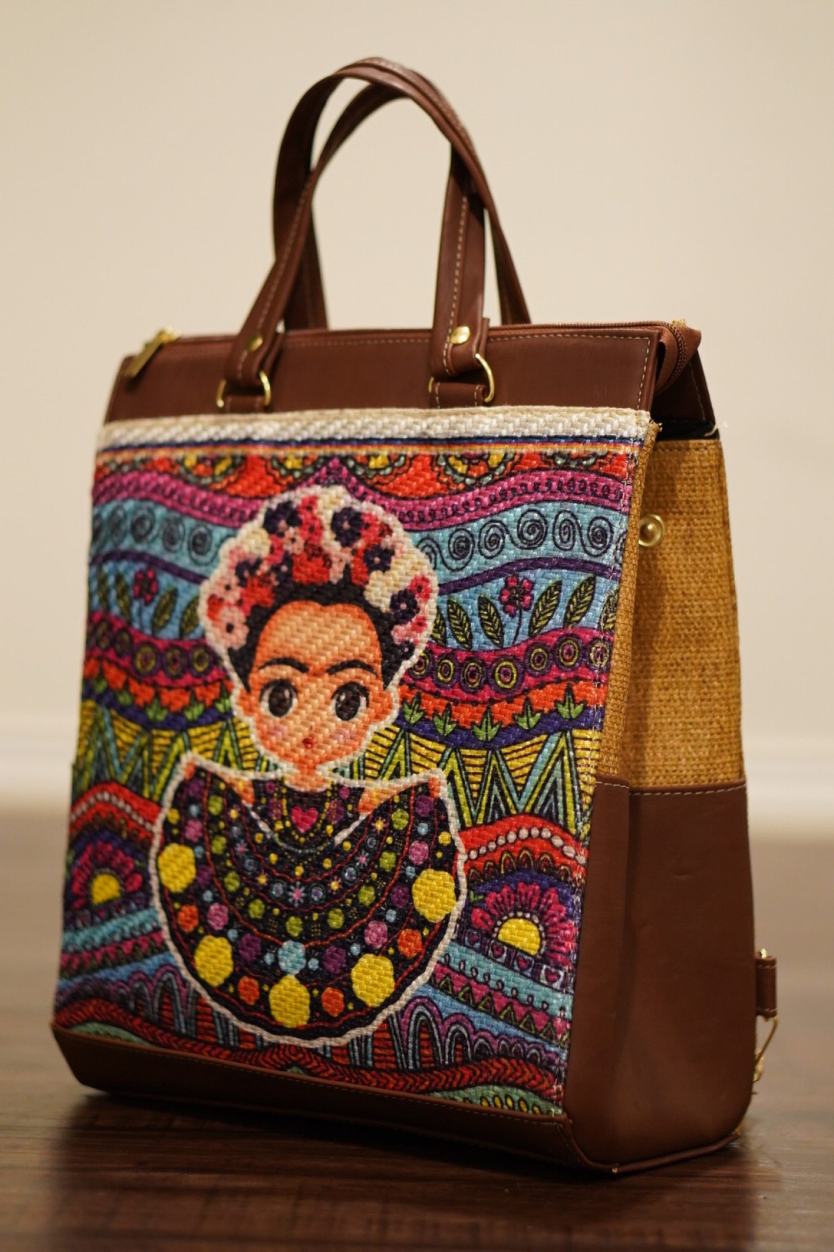 Jute Frida Kahlo Backpack – Taxco Jewelers